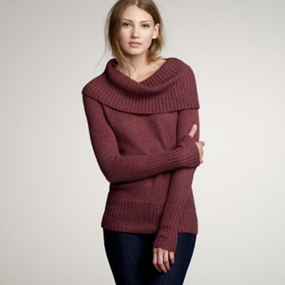 ☔️🐞J. Crew Mauve Wool & Mohair Cowl Neck Long Sleeve Sweater Large